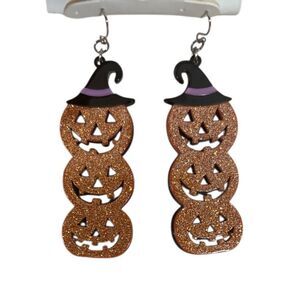Sparkling Pumpkin Acrylic Earrings